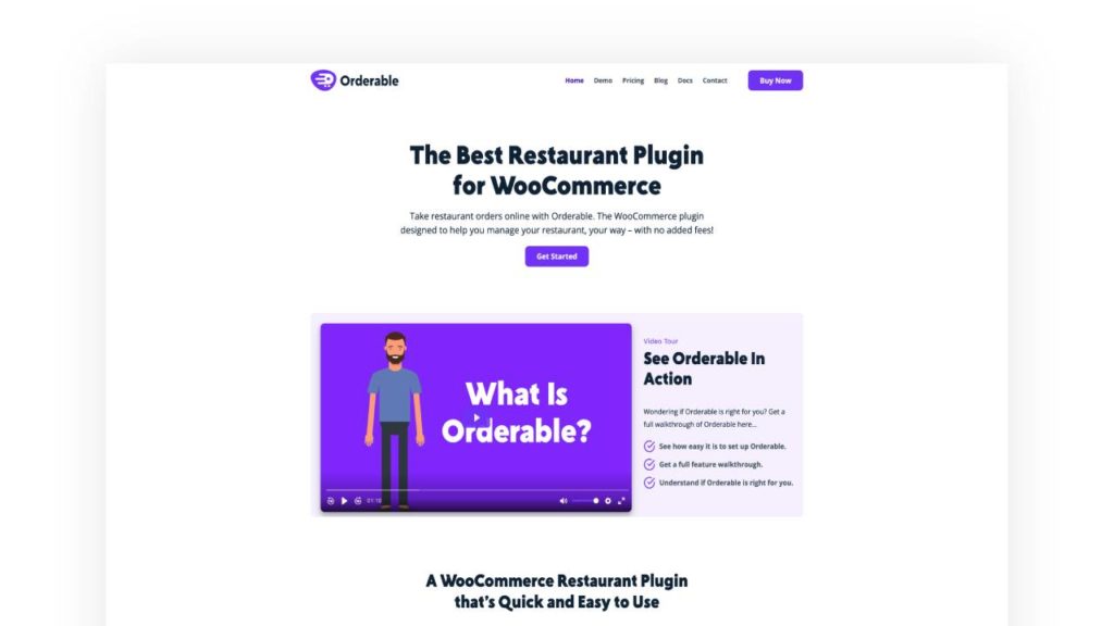 The Orderable website homepage - online food ordering app for WooCommerce and WordPress